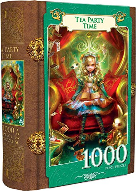 MasterPieces Book Boxes Fairytale Jigsaw Puzzle, Alice in Wonderland, Tea Party Time, Collectible Box with a Magnetic Closure, 1000 Pieces
