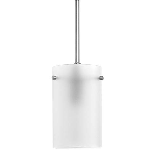 Pendant Lighting for Kitchen Island Decor - Modern Frosted Glass Brushed Nickel Pendant Light Fixture - Medium Lamp Shade