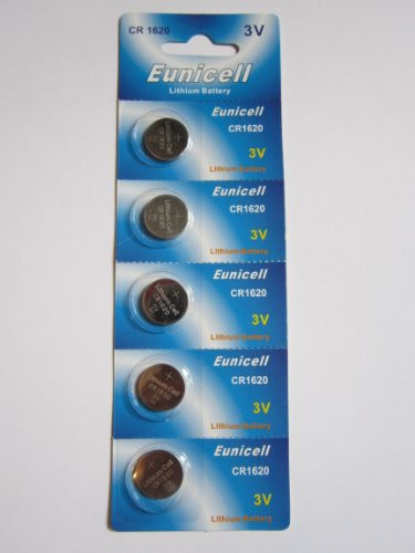 Eunicell 5 Pcs CR1620 CR 1620-3V Lithium Button Cell Battery Batteries in Factory Packaging