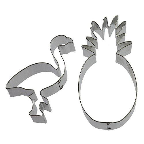 Cool In The Tropics Cookie Cutter Set - 2 Piece - 4 in Flamingo, 5 in Pineapple - Foose Cookie Cutters - US Tin Plated Steel HS0414 Cool In The Tropics Cookie Cutter Set - 2 Piece - 4 in Flamingo, 5 in Pineapple - Foose Cookie Cutters - US Tin Plated Steel HS0414