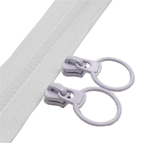 YaHoGa #5 Plastic Zipper by The Yard Bulk White 5 Yards with 10pcs Ring Sliders for DIY Sewing Tailor Crafts Bags Tents (White 5 Yards) YaHoGa #5 Plastic Zipper by The Yard Bulk White 5 Yards with 10pcs Ring Sliders for DIY Sewing Tailor Crafts Bags Tents (White 5 Yards)