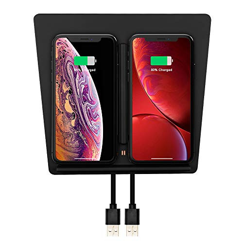 for Tesla Model 3 Wireless Charger, Qook Tesla Model 3 Center Console Charging Pad with Dual USB Ports, Tesla Model 3 Wireless Charger for Any Qi Enable Phone