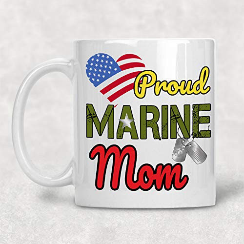 Proud Marine Corps Mom White Coffee Mug - Ceramic - 11 ounce