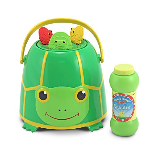 Melissa & Doug Sunny Patch Tootle Turtle Bubble-Blowing Bucket Set With 3 Bubble Wands