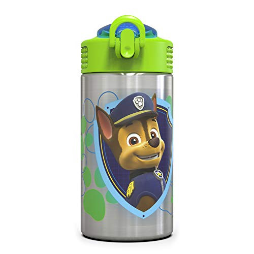 Zak Designs Paw Patrol 15.5oz Stainless Steel Kids Water Bottle with Flip-up Straw Spout - BPA Free Durable Design, Paw Patrol Boy SS Zak Designs Paw Patrol 15.5oz Stainless Steel Kids Water Bottle with Flip-up Straw Spout - BPA Free Durable Design, Paw Patrol Boy SS