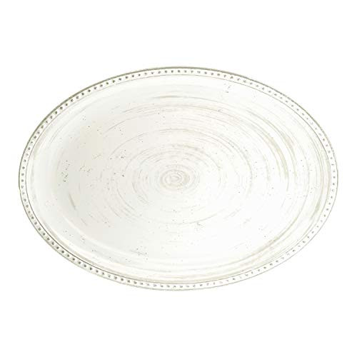 Zak Designs French Country House Melamine Oval Serving Platter, Durable and BPA Free (16 inches, Lavage Oyster)