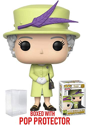 Funko Pop! Royals: The Royal Family - Queen Elizabeth II (Green Outfit) Vinyl Figure (Includes Compatible Pop Box Protector Case)