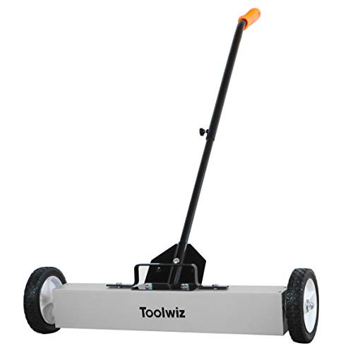 Toolwiz 24" Magnetic Sweeper, Magnetic Pickup Tool, Telescoping Magnet Tool Holder, Quick Release Latch, Extension Handle