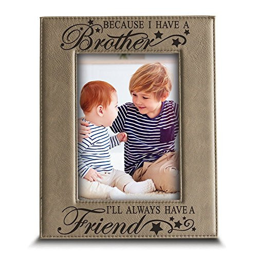 BELLA BUSTA -Brothers Picture Frame- Engraved Leather Picture Frame (5"x 7" Vertical)