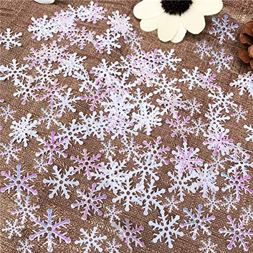 OuMuaMua 1100PCS Christmas White Snowflakes Confetti Decorations - Winter Confetti Snow Party Pack for Christmas Wedding Birthday Holiday Party Table Decorations Supplies