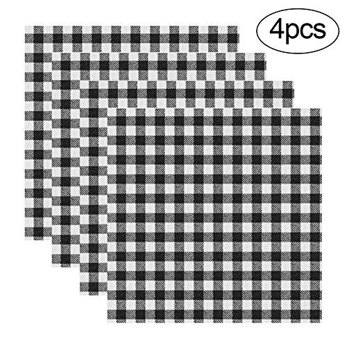 4 Sheet Buffalo Plaid Heat Transfer Vinyl -12" x 12" Fabric Iron-on Buffalo Plaid Cloth Sheet, Self Adhesive Craft Printed Sheets Cloth for Shirt and DIY Craft