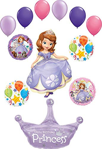 Sofia The First Party Supplies Princess Crown Birthday Balloon Bouquet Decorations
