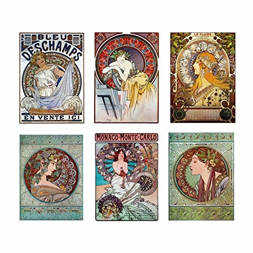 Decorative Art Nouveau Reprint: Alphonse Mucha ~ Beautiful Women in Advertising (8"×10" Print, Set of All 6 Styles)