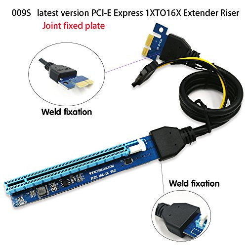 VER 009S 16x to 1x w/60cm Extension Cable PCI-E Riser Adapter Card Powered PCIe& Power Cable for Bitcoin Mining