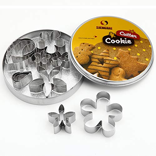 ShengHai Small Flower & Leaf Shaped Cutter Set, Cookie Fondant Cutters, Cake Decorating Kits, 12 Pc Set 