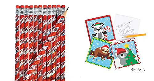24 Piece Christmas Character Notepads and Candy Cane Prism Pencils~Stocking Stuffers~Student Incentives 24 Piece Christmas Character Notepads and Candy Cane Prism Pencils~Stocking Stuffers~Student Incentives