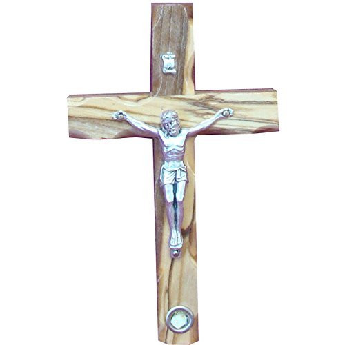Zuluf 12cm Catholic Cross Crucifix with Holy Land Stone for Wall Gift - CRS046 Certificate