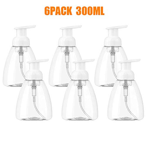 Panxxsen 6 Pack 10oz/300ml Foaming Soap Dispenser Refillable and Eco-Friendly Liquid Soap Pump Bottles,Perfect for Liquid Soap Foaming Hand Soap on Kitchen and Bathroom Sinks
