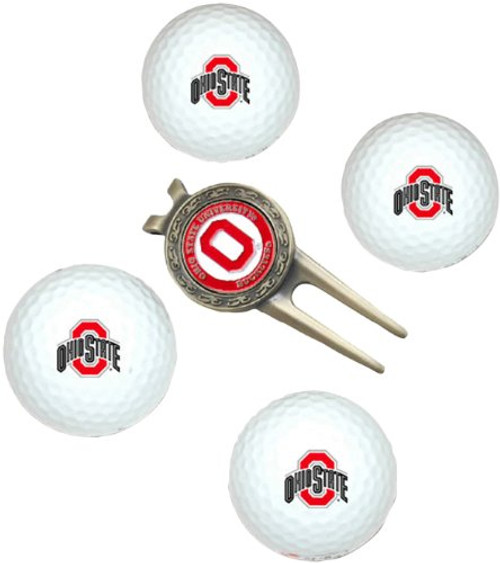 Team Golf NCAA Ohio State Buckeyes 4 Golf Ball And Divot Tool Set Team Golf NCAA Ohio State Buckeyes 4 Golf Ball And Divot Tool Set