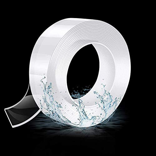 Nano Tape Double Sided, Multifunction Reusable Transparent Wall Tape Removable Traceless Washable Gel Grip Tape Anti-Slip Adhesive for Fix Carpet Mats, Poster Tape for Photos,Posters(16.5 FT)
