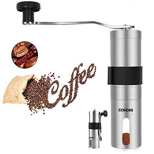 DORCAS Stainless Steel Manual Coffee Grinder with Adjustable Ceramic Burr,Portable Burr Coffee Grinder for Aeropress, Drip Coffee, Espresso, French Press, Turkish Brew DORCAS Stainless Steel Manual Coffee Grinder with Adjustable Ceramic Burr,Portable Burr Coffee Grinder for Aeropress, Drip Coffee, Espresso, French Press, Turkish Brew
