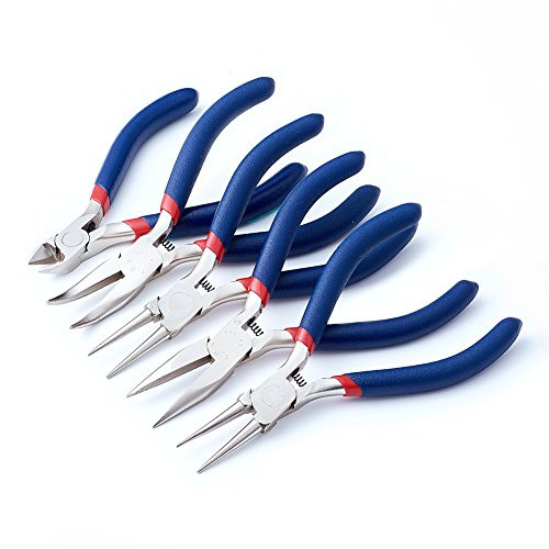 Beadthoven 5Pcs Jewelry Pliers Tool Set Includes Side Cutting Pliers Round Nose Pliers Bent Nose Pliers Long Chain Nose Pliers for Jewelry Beading Making Crafts Supplies