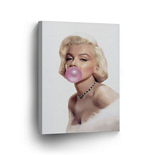 Marilyn Monroe Bubble Gum Chewing Gum Canvas Print Home Decor/Iconic Wall Art/Gallery Wrapped Canvas Art Stretched/Ready to Hang (12 x 8)
