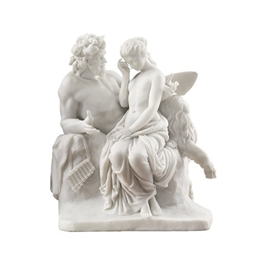 Design Toscano Pan Comforts Psyche Greek Replica Statue, 8 Inch, Bonded Marble Polyresin, White