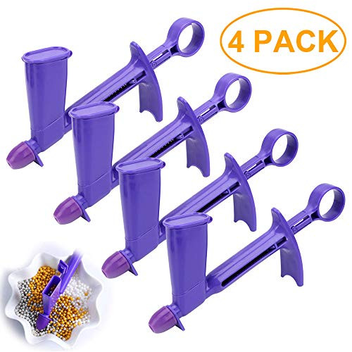 4 Pieces Plastic Pearl Applicator, 2 Sizes Cake Pearl Applicator for Extruder Sugar Craft Cake Decorating Tools,2 Sizes