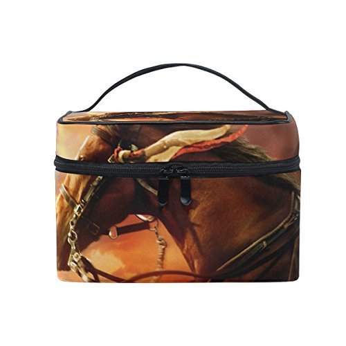Cosmetic Bag Makeup toiletry Bag Horse Sunset Travel Case Organizer for Women Cosmetic Bag Makeup toiletry Bag Horse Sunset Travel Case Organizer for Women