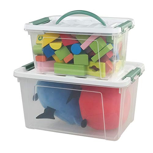 Jekiyo Clear Latching Box, Plastic Storage Bin, 2 Packs(6 Quart&14 Quart) Jekiyo Clear Latching Box, Plastic Storage Bin, 2 Packs(6 Quart&14 Quart)