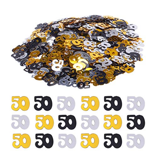 Haley Party 50th Birthday Decorations 50th Anniversary Decorations 50 Party Confetti Metallic Foil Number Confetti for 50th Birthday Party Supplies Anniversary Table Confetti Decorations