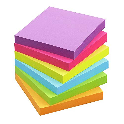 Sticky Notes 3x3 Self-Stick Notes 6 Bright Multi Colors Sticky Notes 6 Pads 100 Sheet/Pad