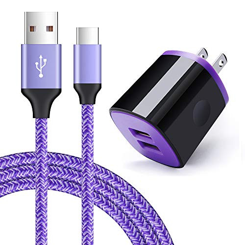 Type C Phone Charger, AndHot USB Wall Adapter Plug + 6ft C Charger Cable Compatible with LG Stylo 5 4 G8 G7 V50 V40 V35 ThinQ Q7 Plus V30 V20 G6 G5, Samsung Galaxy A50 10E A20 A80, OnePlus 7 Pro 6T 5