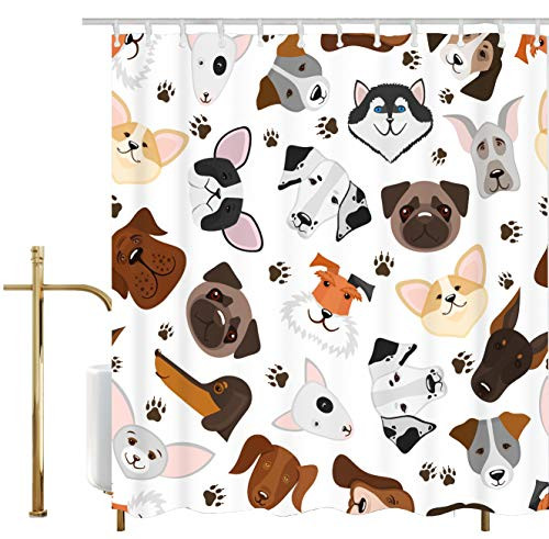 Ao blare Cute Dog Puppy Shower Curtain Cute Dog Puppy Waterproof Polyester Fabric Shower Curtain Set Hooks 72X72 Inches Ao blare Cute Dog Puppy Shower Curtain Cute Dog Puppy Waterproof Polyester Fabric Shower Curtain Set Hooks 72X72 Inches