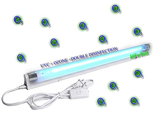 AllForBest UVC Light Sanitizer, with Ozone to Get Double Sterilizing, 6W 110V UV Germicidal Lamp, With 5ft Cord+Switch+Plug, Portable and Installing Ready