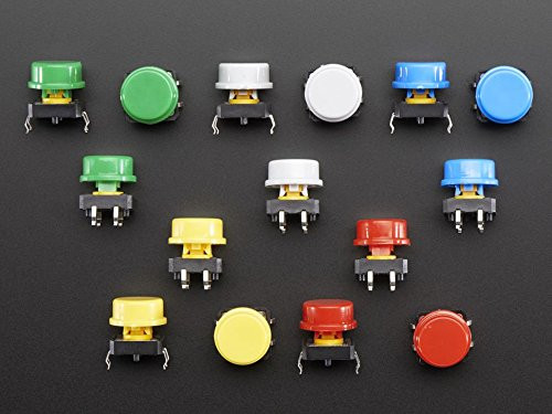 Adafruit Colorful Round Tactile Button Switch Assortment - 15 pack [ADA1009]