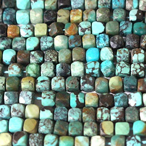 Tacool Natural Gemstone Turquoise 4mm Cube Beads for Jewelry DIY Making Loose Beads