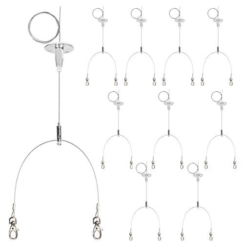 OTTFF 10 Pack Y Shape LED Panel Light Suspention Cable with Swivel Clasps Kit, 3 ft / 1 m Adjustable Stainless Steel Braided Hanging Chains with Mounting Hardware, per Rope Load 17IB