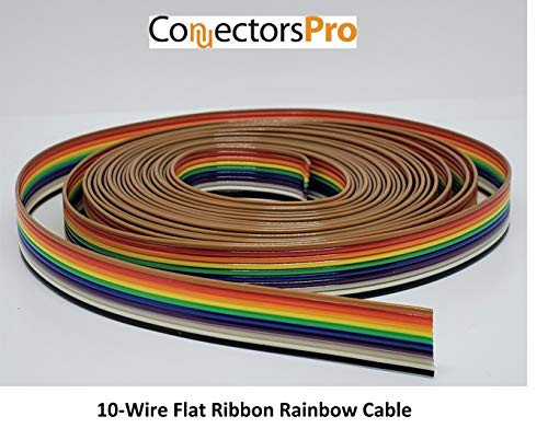 Pc Accessories - Connectors Pro IDC 10P 1.27mm Pitch Rainbow Color 15 Feet Flat Ribbon Cable for 2.54mm Connector 10C 15-FT (10P-15FT)