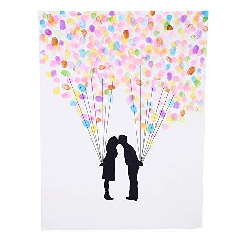 4 Types Fingerprint Tree Custom Wedding Guestbook Wedding Guestbook Poster With 6 Colors Ink, TYPE4#