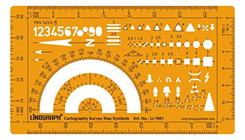 Linograph Cartography Survey Map Symbols Drawing Drafting Template Stencil