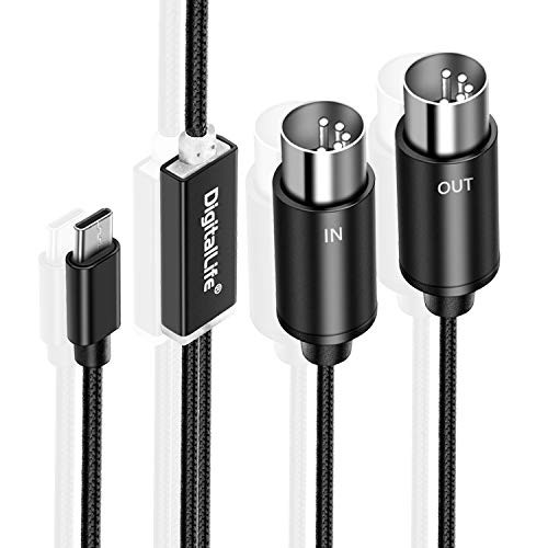 DigitalLife USB-C MIDI Interface Cable Compatible for Windows 10 and macOS Catalina [MD1002]