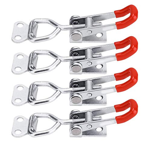 YXGOOD 4PCS Latch Catch Cabinet Boxes Handle Toggle Lock Clamp Hasp Silver 4001 Pull Latch
