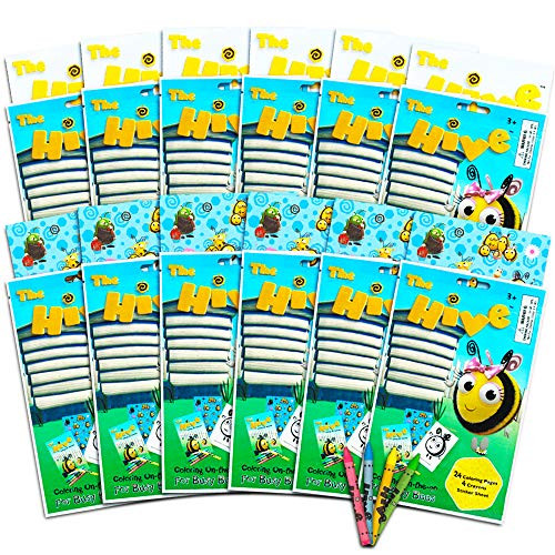 The Hive Bumble Bee Coloring Book Party Favors Pack -- 12 Mini Hive Coloring Books with Crayons and Bumble Bee Stickers (Bee Party Supplies)