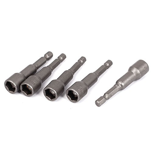 uxcell 1/4 Inch Hex Shank 10mm Socket Magnetic Nut Driver Bit Setter 5pcs