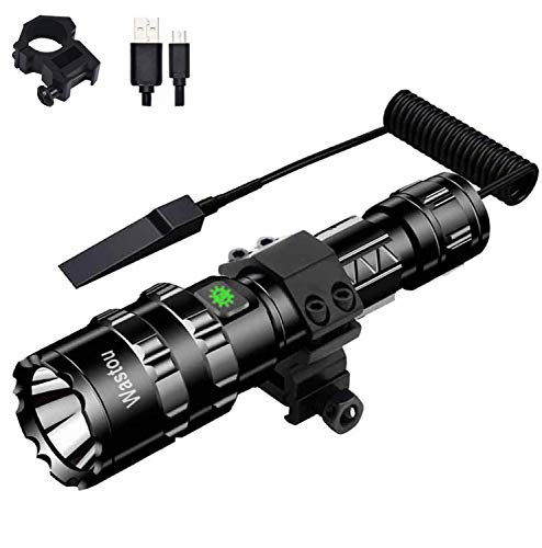 Tactical Flashlight, Wastou 1200 Lumen Super Bright Pocket-Sized 5 Modes Outdoor Hunting LED Flashlight with Rechargeable 18650 Batteries and Remote Pressure Switch, for Camping, Biking, Walking