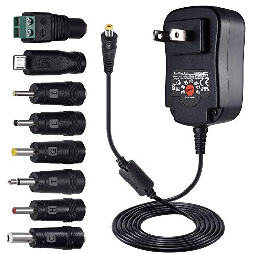 AC Adapter Universal SoulBay 15W 3V 4.5V 5V 6V 7.5V 9V 12V DC Switching Power Supply Charger with 8 Interchangeable Tips for Household Electronics, 1250mA Max AC Adapter Universal SoulBay 15W 3V 4.5V 5V 6V 7.5V 9V 12V DC Switching Power Supply Charger with 8 Interchangeable Tips for Household Electronics, 1250mA Max