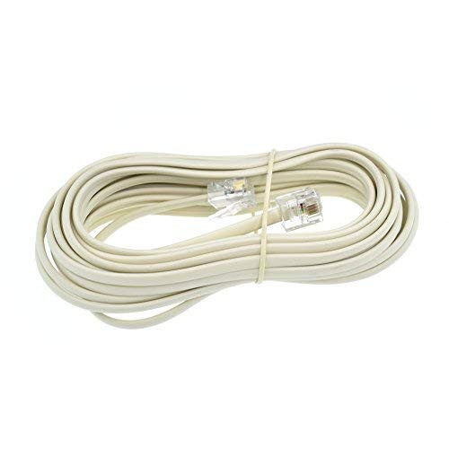 RJ11 6P4C Modular Telephone Extension Cable Phone Cord Line Wire (15 Feet, White)