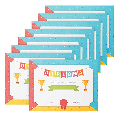 SUNEE 50 Sheet Certificate Papers - Colored Pattern Border, Letter Size 8.5x11 for Diploma, Certificates, Participation Awards, Document Cardstock Paper and Inkjet Printer Friendly